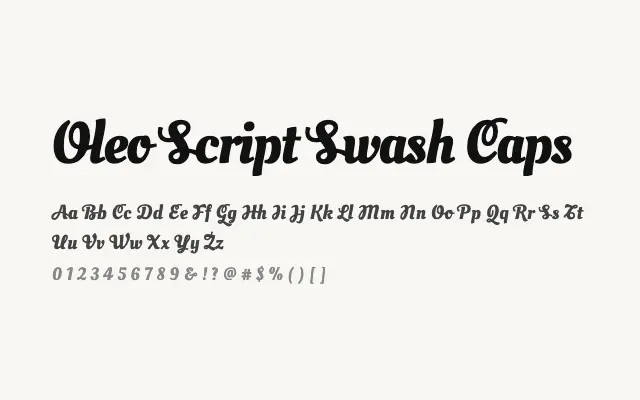 Oleo Script Swash Caps specimen from Google Fonts