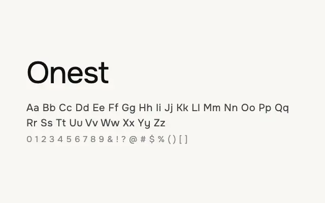 Onest specimen from Google Fonts