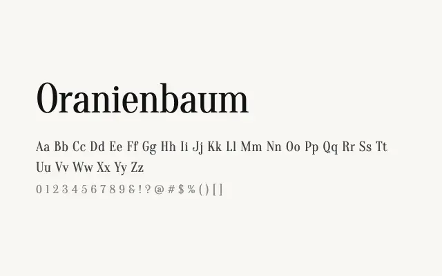Oranienbaum specimen from Google Fonts