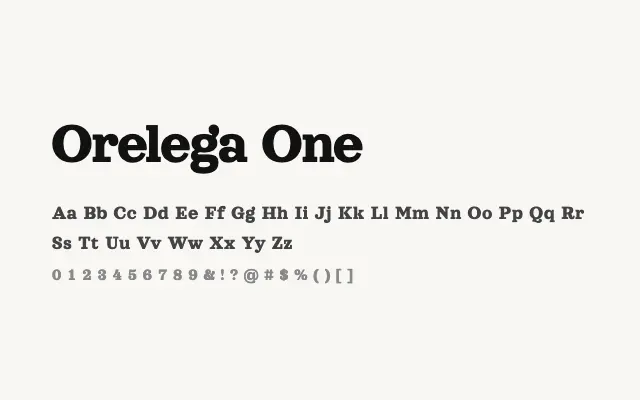 Orelega One specimen from Google Fonts