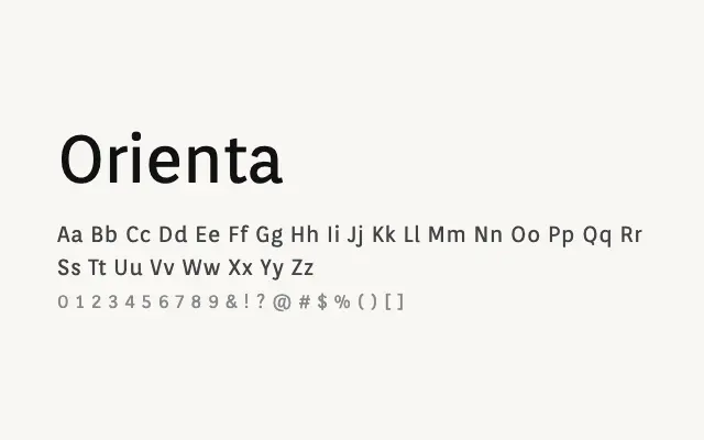 Orienta specimen from Google Fonts