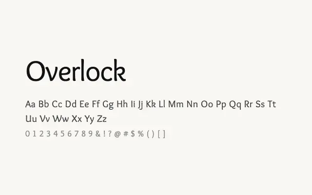 Overlock specimen from Google Fonts