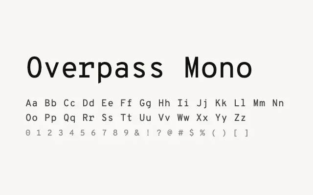 Overpass Mono specimen from Google Fonts