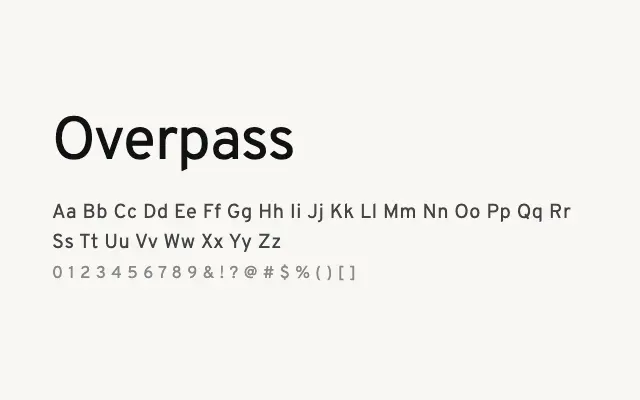 Overpass specimen from Google Fonts