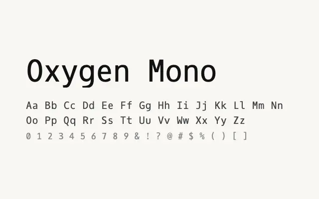 Oxygen Mono specimen from Google Fonts