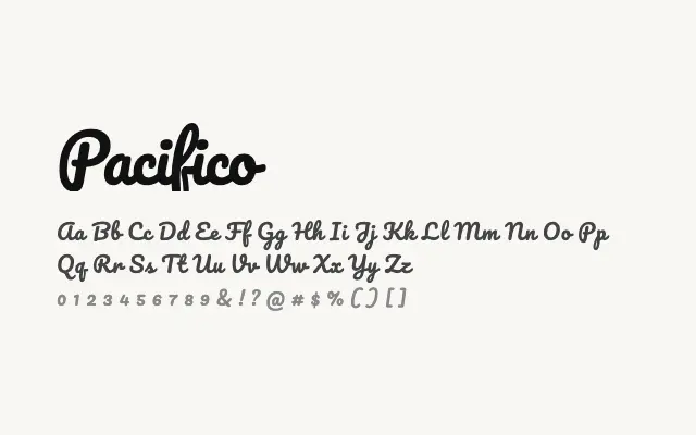 Pacifico specimen from Google Fonts