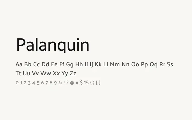 Palanquin specimen from Google Fonts