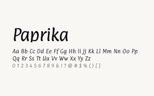 Paprika specimen from Google Fonts