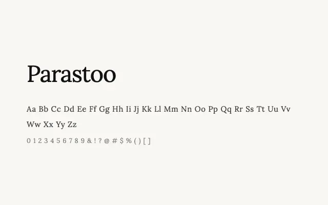 Parastoo specimen from Google Fonts
