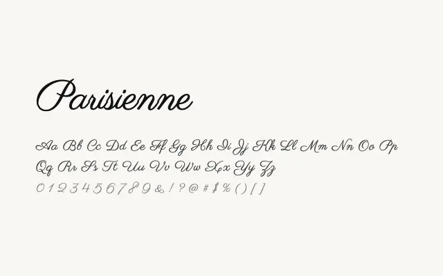 Parisienne specimen from Google Fonts