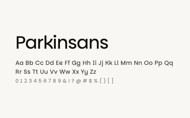 Parkinsans specimen from Google Fonts