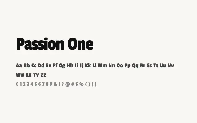 Passion One specimen from Google Fonts