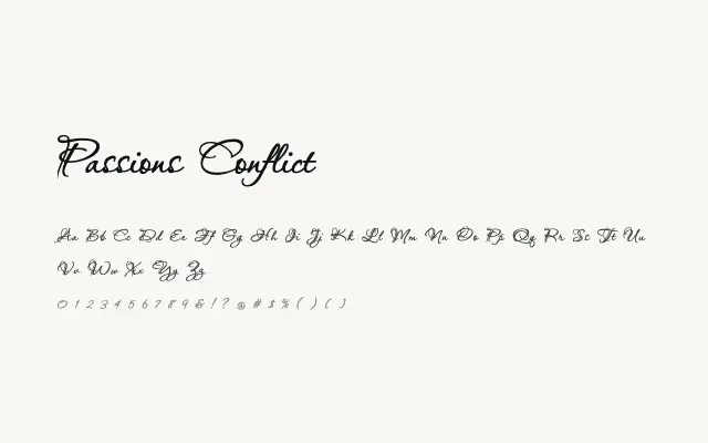 Passions Conflict specimen from Google Fonts