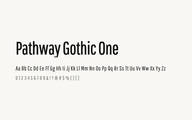 Pathway Gothic One specimen from Google Fonts