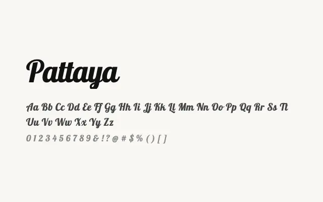 Pattaya specimen from Google Fonts