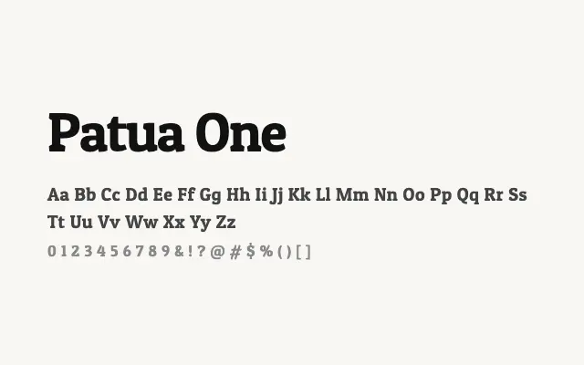 Patua One specimen from Google Fonts