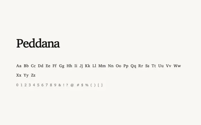 Peddana specimen from Google Fonts