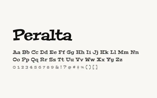 Peralta specimen from Google Fonts