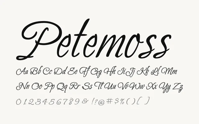 Petemoss specimen from Google Fonts
