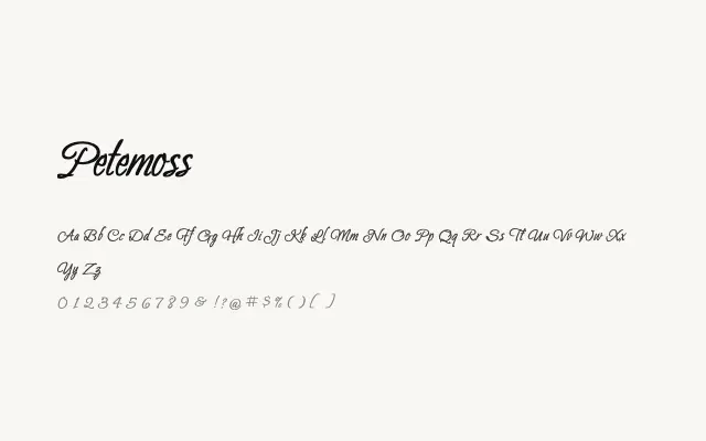 Petemoss specimen from Google Fonts