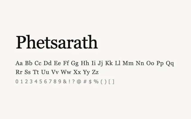 Phetsarath specimen from Google Fonts