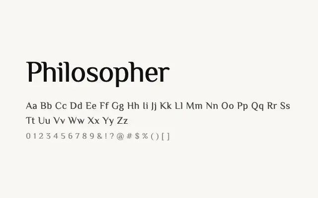 Philosopher specimen from Google Fonts