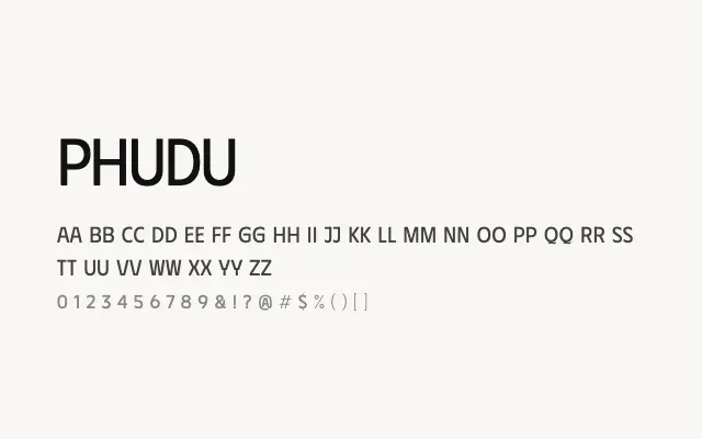Phudu specimen from Google Fonts