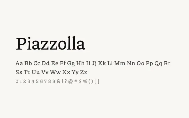 Piazzolla specimen from Google Fonts