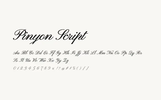 Pinyon Script specimen from Google Fonts
