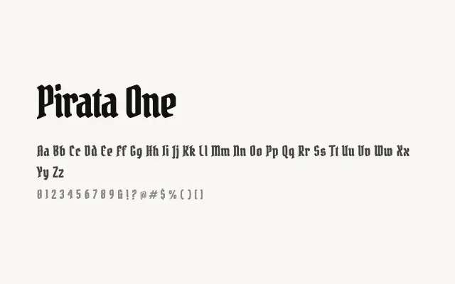 Pirata One specimen from Google Fonts