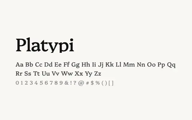 Platypi specimen from Google Fonts