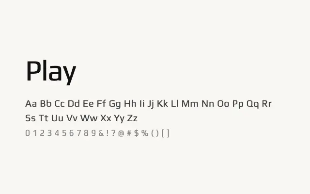 Play specimen from Google Fonts