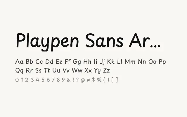 Playpen Sans Arabic specimen from Google Fonts