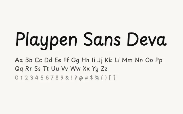 Playpen Sans Deva specimen from Google Fonts