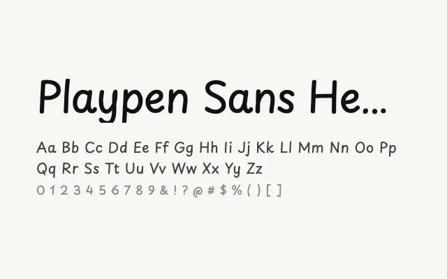 Playpen Sans Hebrew specimen from Google Fonts