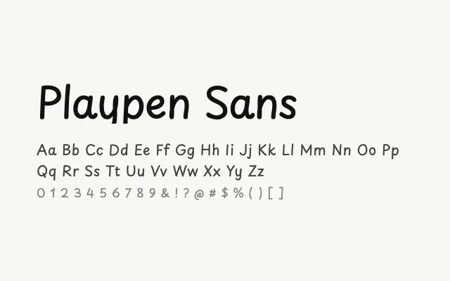 Playpen Sans specimen from Google Fonts