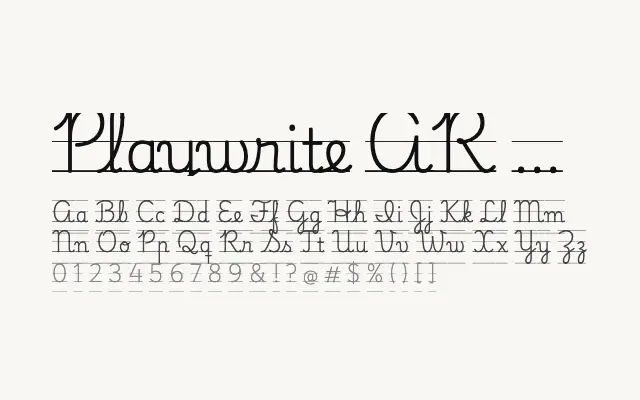 Playwrite AR Guides specimen from Google Fonts