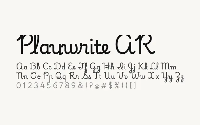 Playwrite AR specimen from Google Fonts