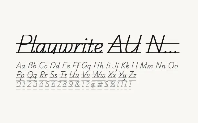 Playwrite AU NSW Guides specimen from Google Fonts