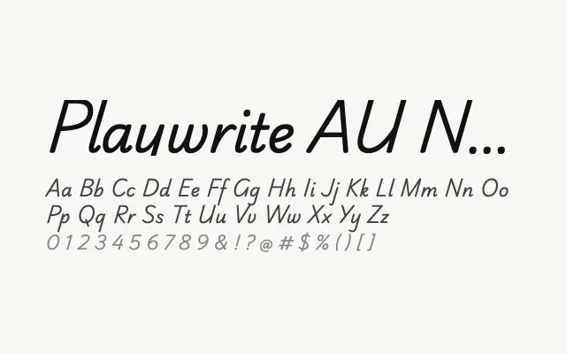 Playwrite AU NSW specimen from Google Fonts