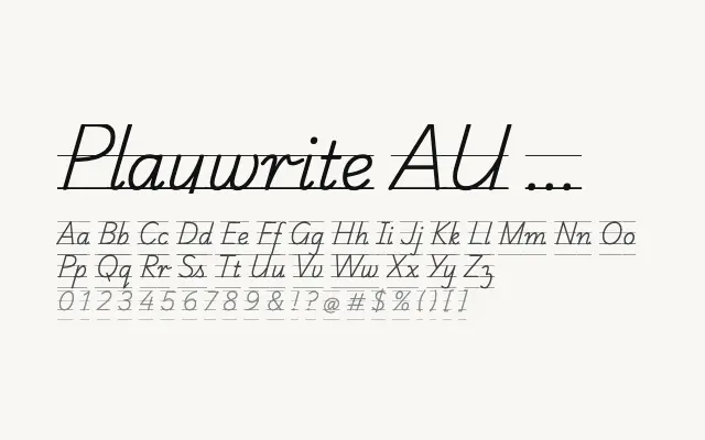 Playwrite AU QLD Guides specimen from Google Fonts