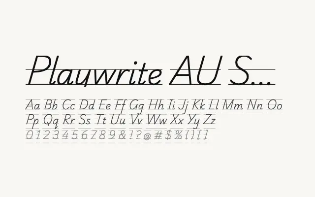 Playwrite AU SA Guides specimen from Google Fonts