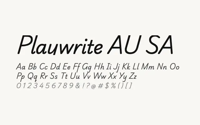 Playwrite AU SA specimen from Google Fonts