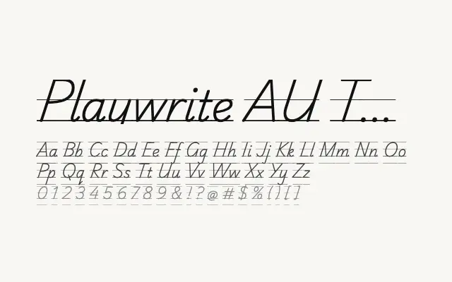 Playwrite AU TAS Guides specimen from Google Fonts