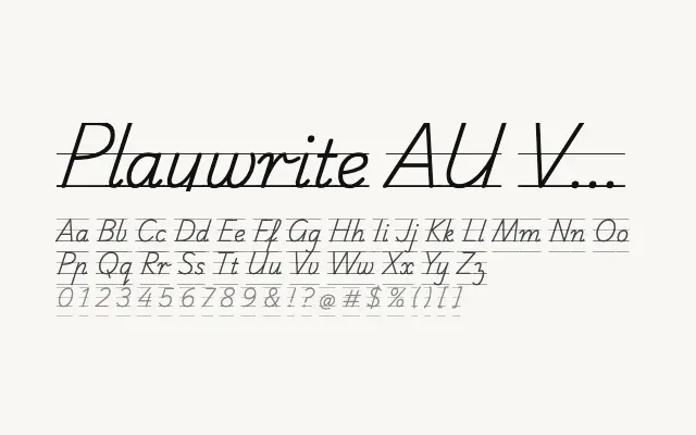 Playwrite AU VIC Guides specimen from Google Fonts