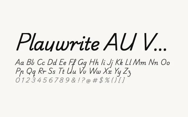Playwrite AU VIC specimen from Google Fonts