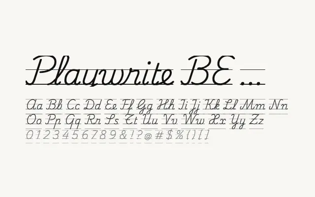 Playwrite BE VLG Guides specimen from Google Fonts