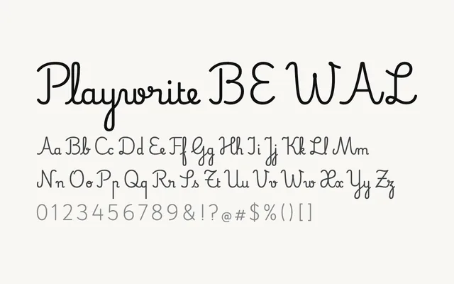 Playwrite BE WAL specimen from Google Fonts