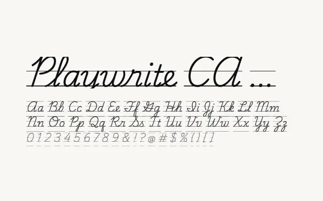 Playwrite CA Guides specimen from Google Fonts