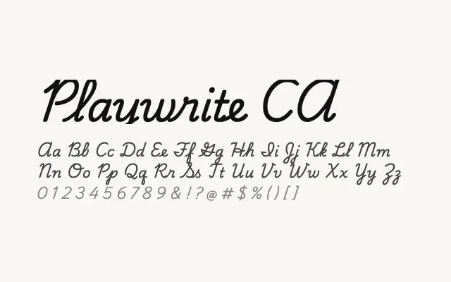 Playwrite CA specimen from Google Fonts